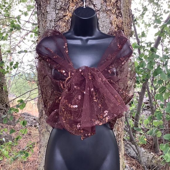 24 by 70 Brown Shawl Bridesmaids Scarf Wedding Accessories Former Event outfits - Picture 2 of 7